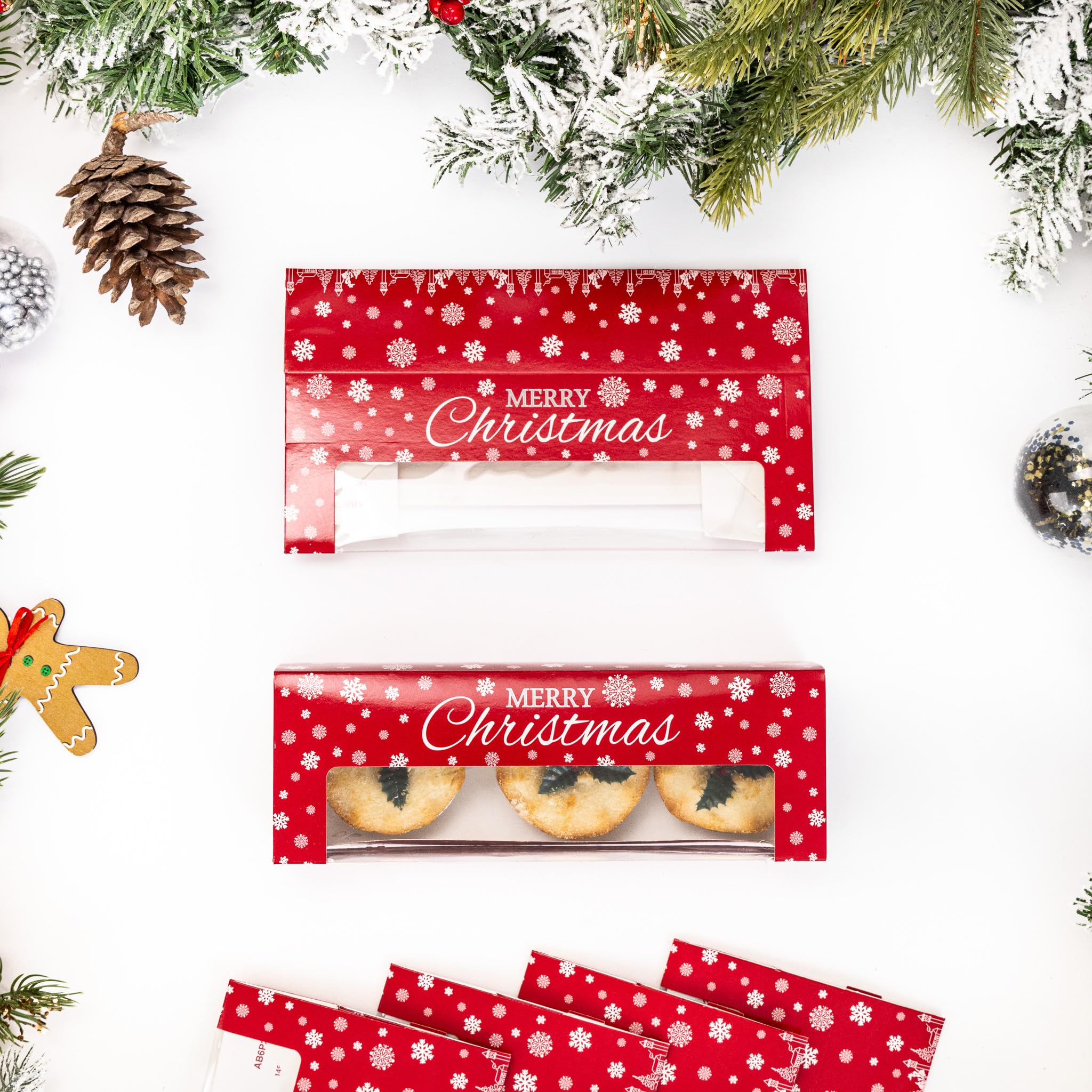 12 cajas para tartas picadas de Navidad con capacidad para 3 o 6 pasteles (paquete de 25)