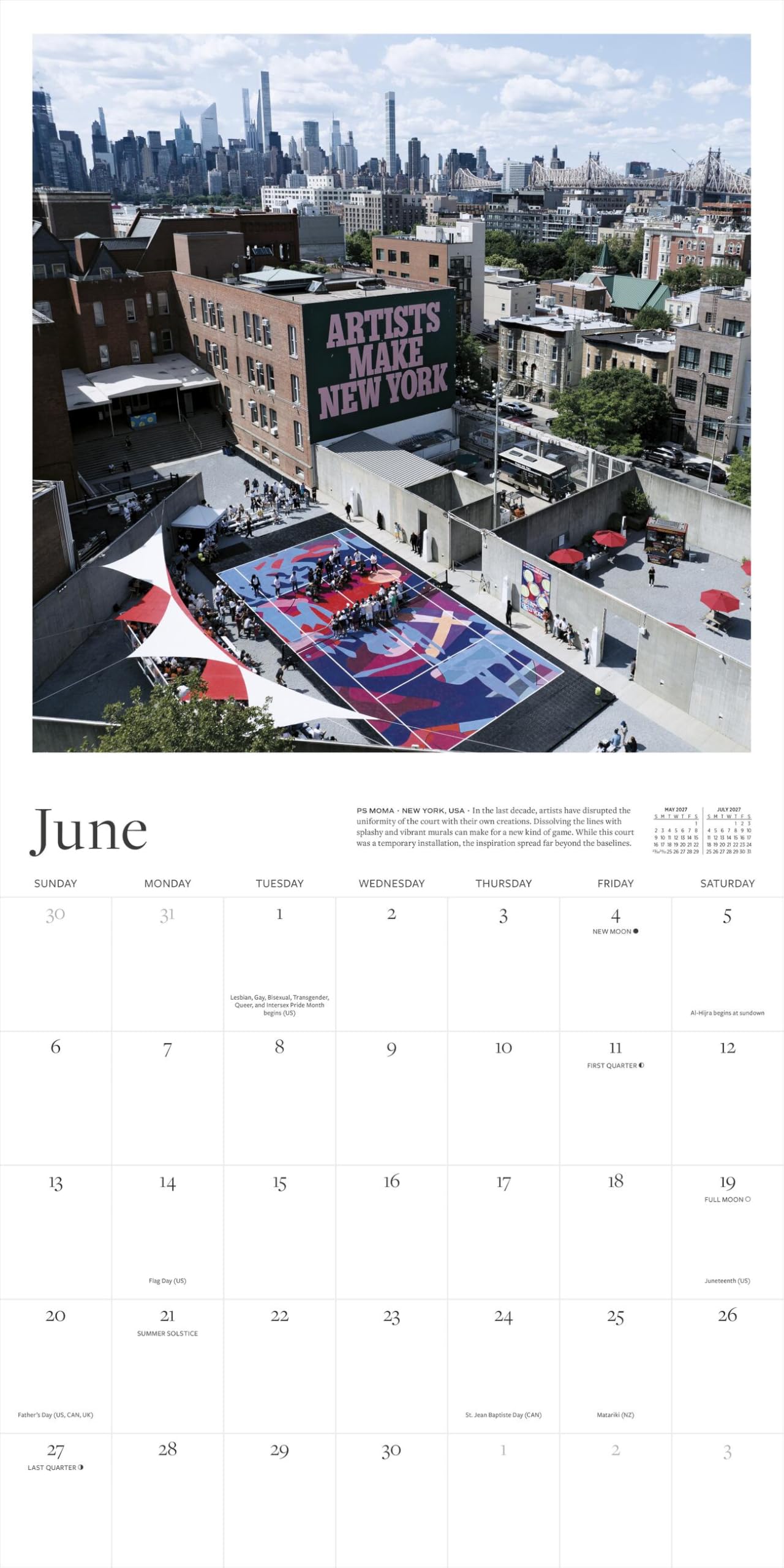 The Tennis Court Wall Calendar 2027: A Year of the World's Greatest Tennis Courts