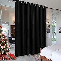 RYB HOME Blackout Thermal Insulated Curtains - 85-95% Light Blocking Room Divider for Nursery, Sliding Doors, 7x8.3 ft Black Panel