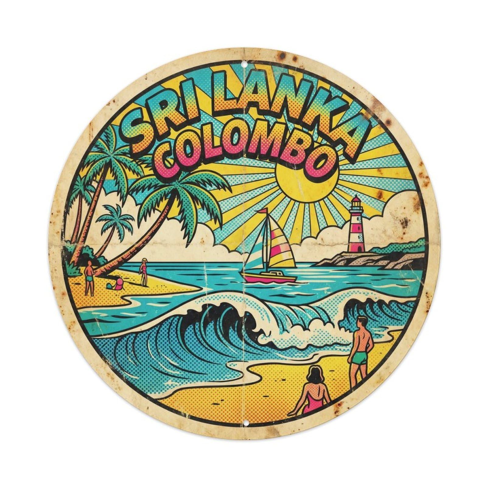 Sri Lanka Colombo Coral Coast Bold Color Metal Tin Sign