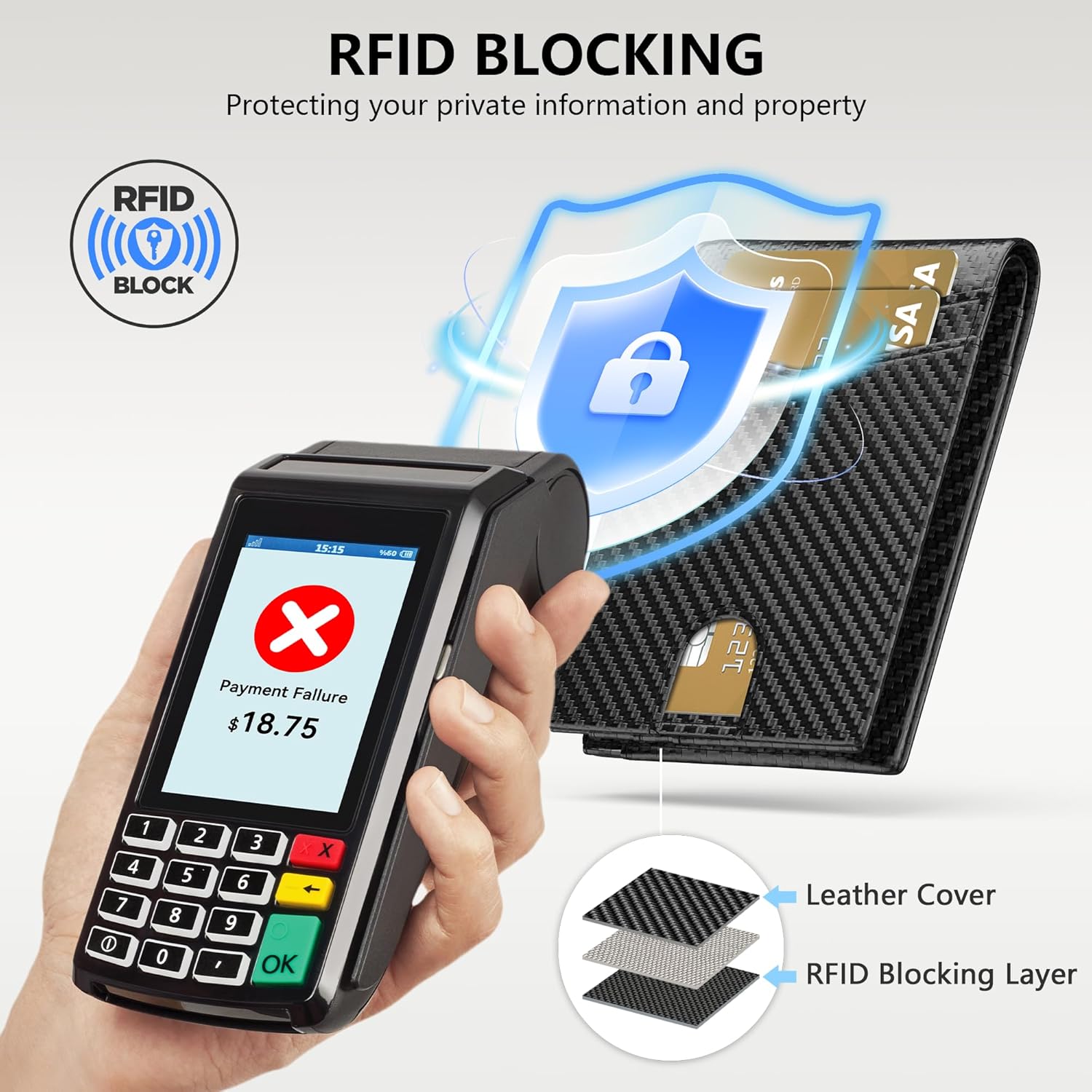 Auskang Smart Wallet for Men, Gift for Men, Works with Apple Find My, Minimalist Leather Wallet for Men, RFID Blocking, Credit Card Holder, Wallet with Smart Tracker, Wireless Charging (Grid Pattern) - Image 7