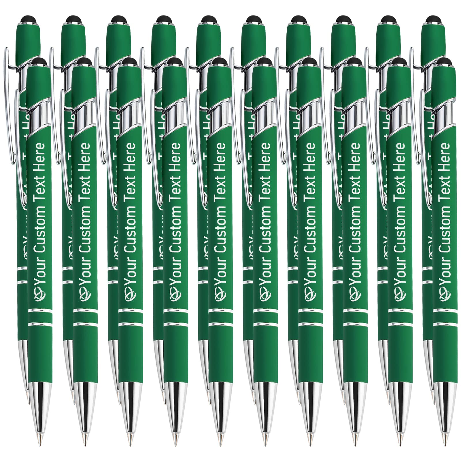 STREADVE Personalised Custom Pens with Name Engraved Logo Text Pen, Pack of 20 Customised Smooth Writing Pens Personalization Gift for Men Women Wedding Office Business Promotion, Green