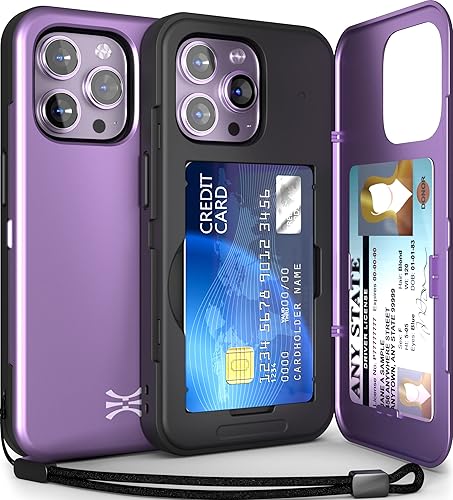 TORU CX Slim - Funda tipo cartera para iPhone 14 Pro Max Funda protectora a prueba de golpes resistente con tarjetero oculto y ranura para