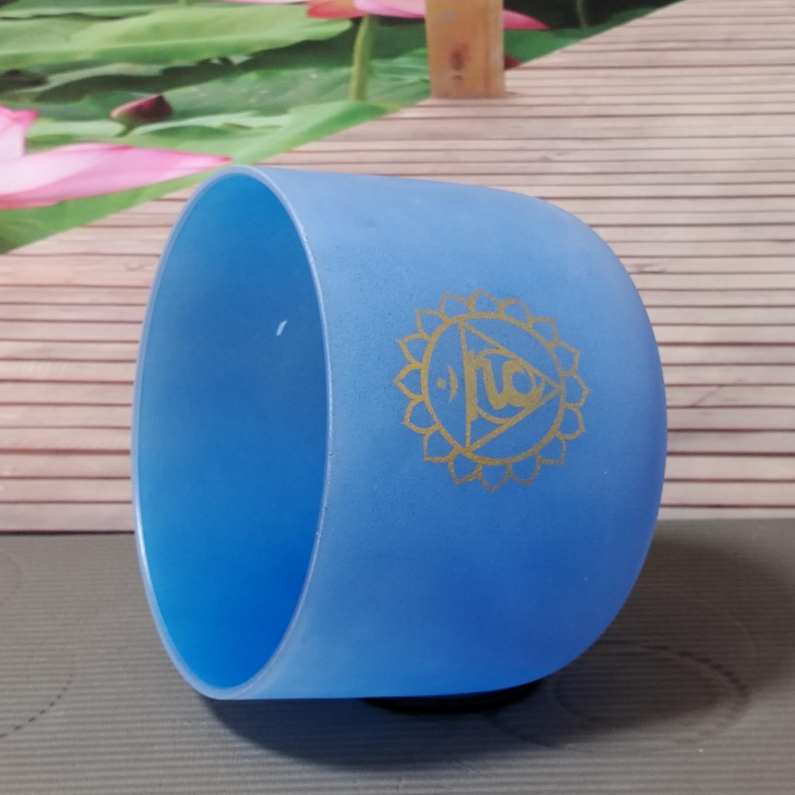 Cuenco de cristal de cuarzo para meditación, yoga y relajación, 432 Hz, color azul esmerilado, 432 Hz