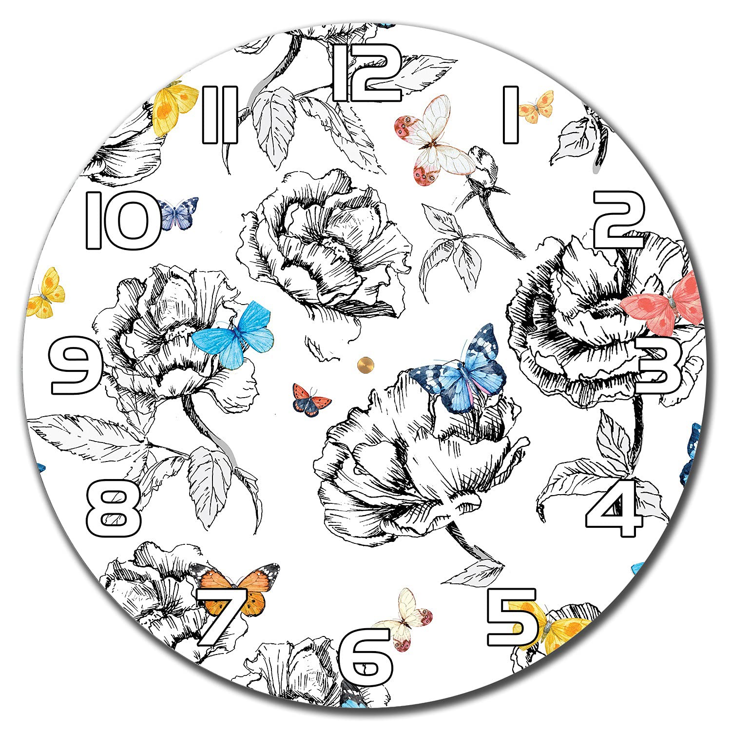 Horloge en verre décorative grand papillon pour salon moderne