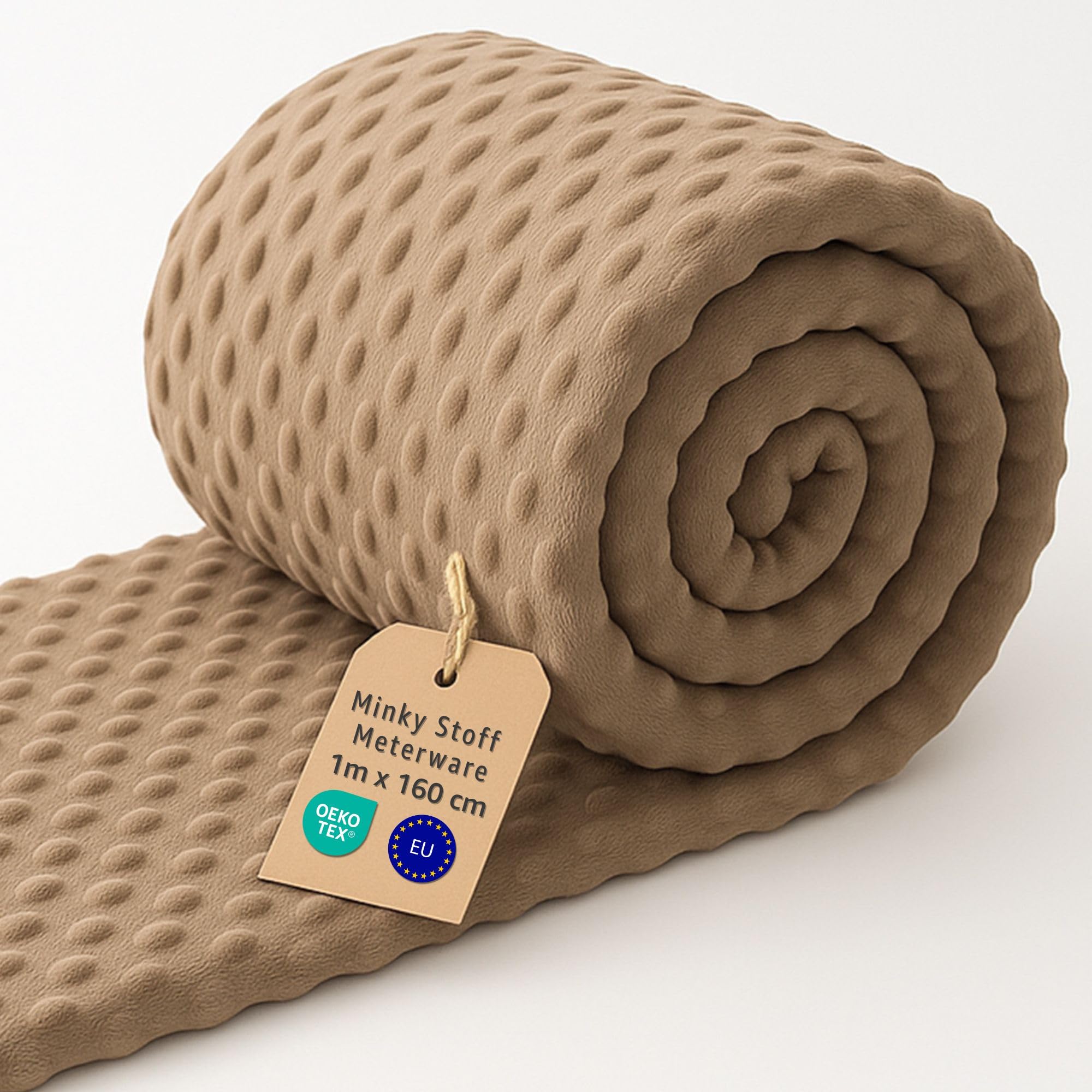 Plush Fabric by the metre 1 M - Soft Plush Fabric for Sewing Crafts Decoration Perfect for Clothing Blankets Cushions Accessories and DIY Couture Projects Oeko-Tex Beige