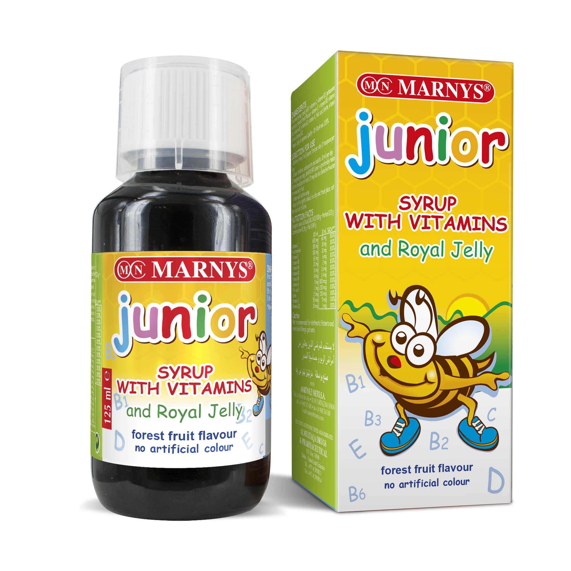MARNYS Junior Multivitamin Syrup Twin Pack (Buy 1 Get 1), 2 x 125ml with Royal Jelly & Vitamins for Children, Great-Tasting Liquid to Support Growth, Immunity, Energy & Concentration