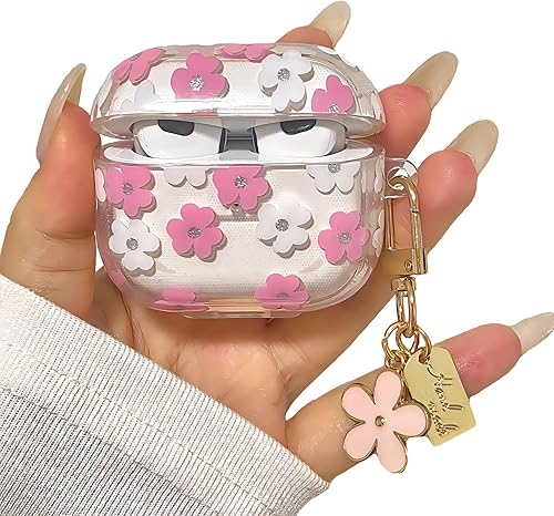Yivenbarity Bonita funda compatible con AirPods 3 2021, diseño de patrón floral de dibujos animados para mujeres y niñas, funda protectora de Yivenbarity Bonita funda compatible con AirPods 3 2021, diseño de patrón floral de dibujos animados para mujeres y niñas, funda protectora de