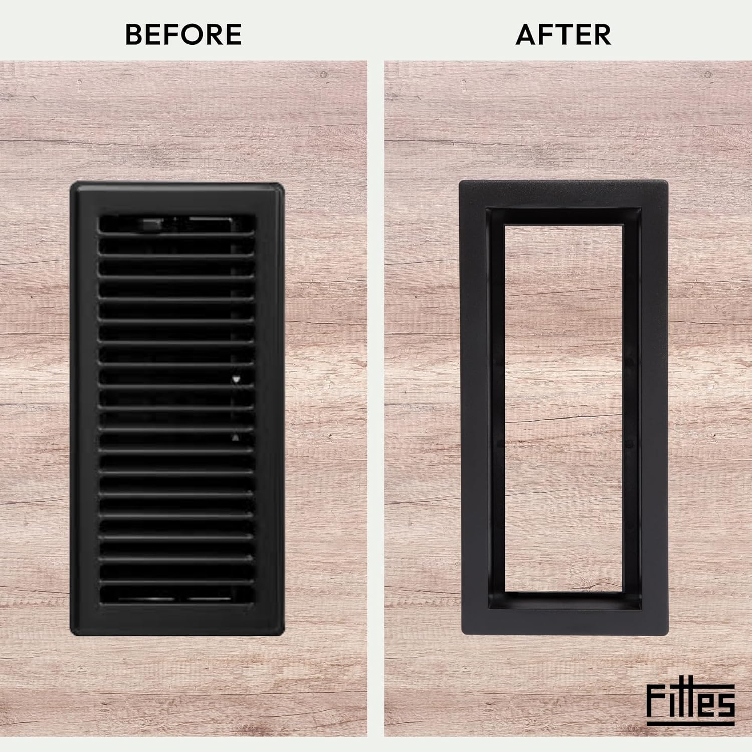 Matte Black 4" x 10" ABS Plastic Floor Register