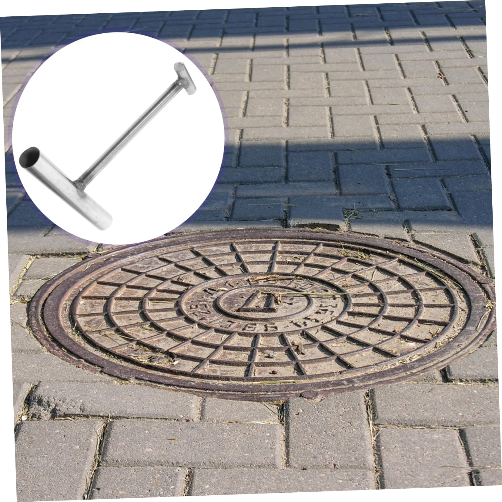 BUTIFULSIC Heavy Manhole Lifter Manhole Cover Lifting Hooks Manhole Cover Lifting Tool Drain Grate Hook Manhole Hooks Spring Pull Hook Well Cover Lid Hook Manhole Lid Lifter Stainless Steel