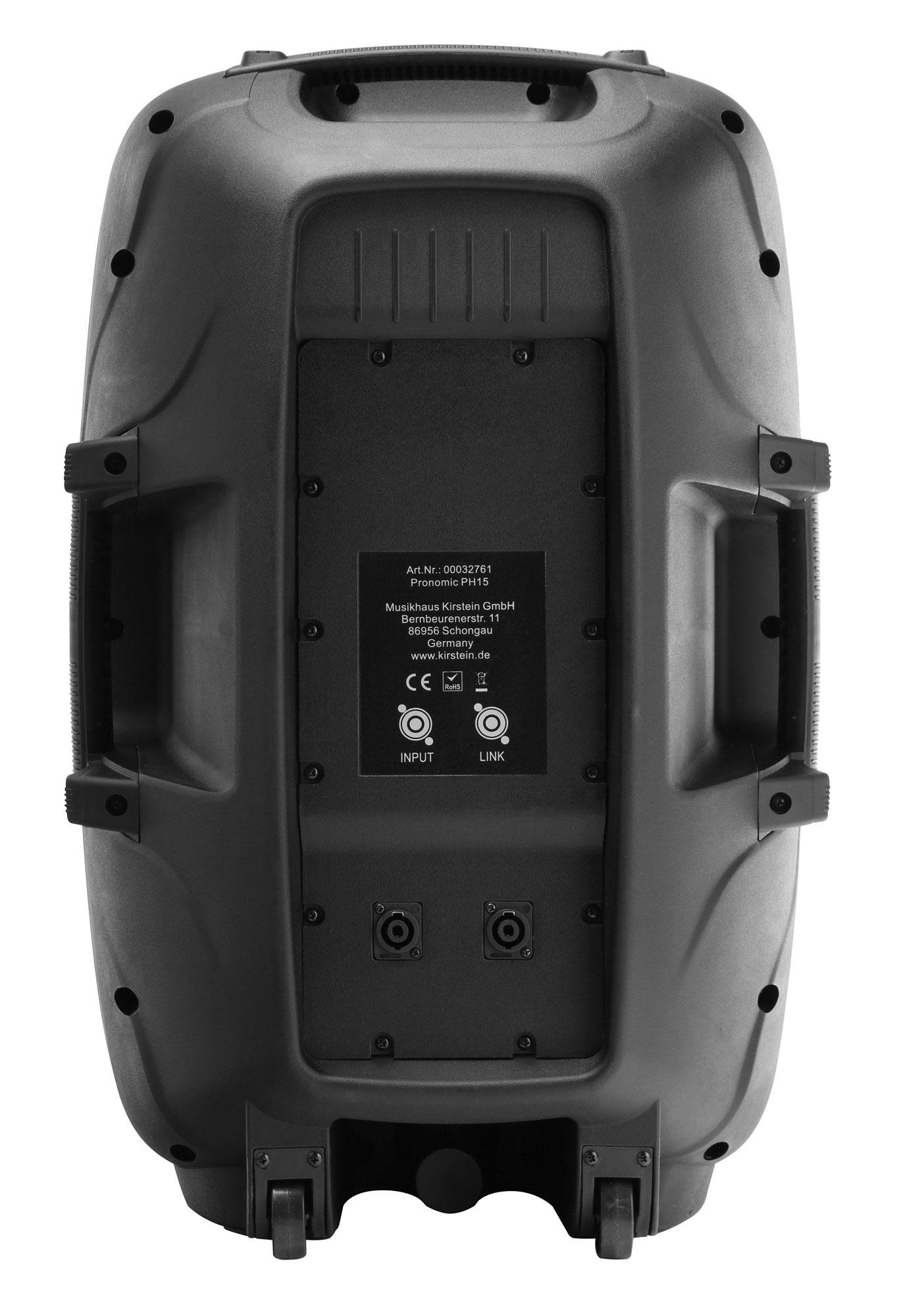 Pronomic PH15 Enceintes de scène PA Mobiles (190 W RMS/350 W Peak), woofer 15", Tweeter 34 mm, entrée & Thru Compatible SPK, Paire d’Enceintes passives pour Concerts et déplacements.