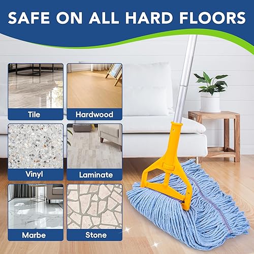 Miniatura 4 de Paquete de 6 cabezales de repuesto para fregona comercial, cabezal de trapeador resistente para limpieza general y de suelos, trapeadores