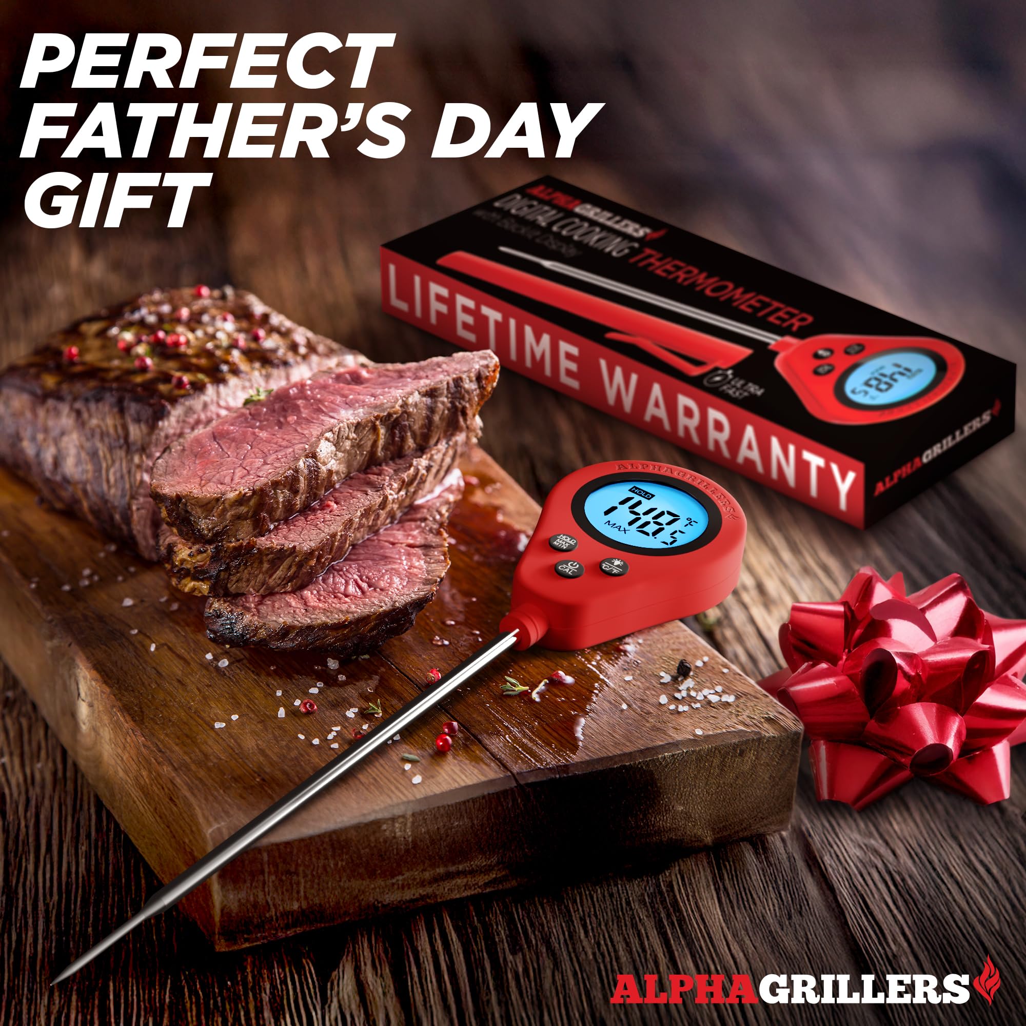 Alpha Grillers Instant Read Meat Thermometer Digital Food Thermometer for Cooking Grilling Bread Baking Liquids and Air Fryer with Temperature Guide, Long Probe and Large Backlit Display - Image 6