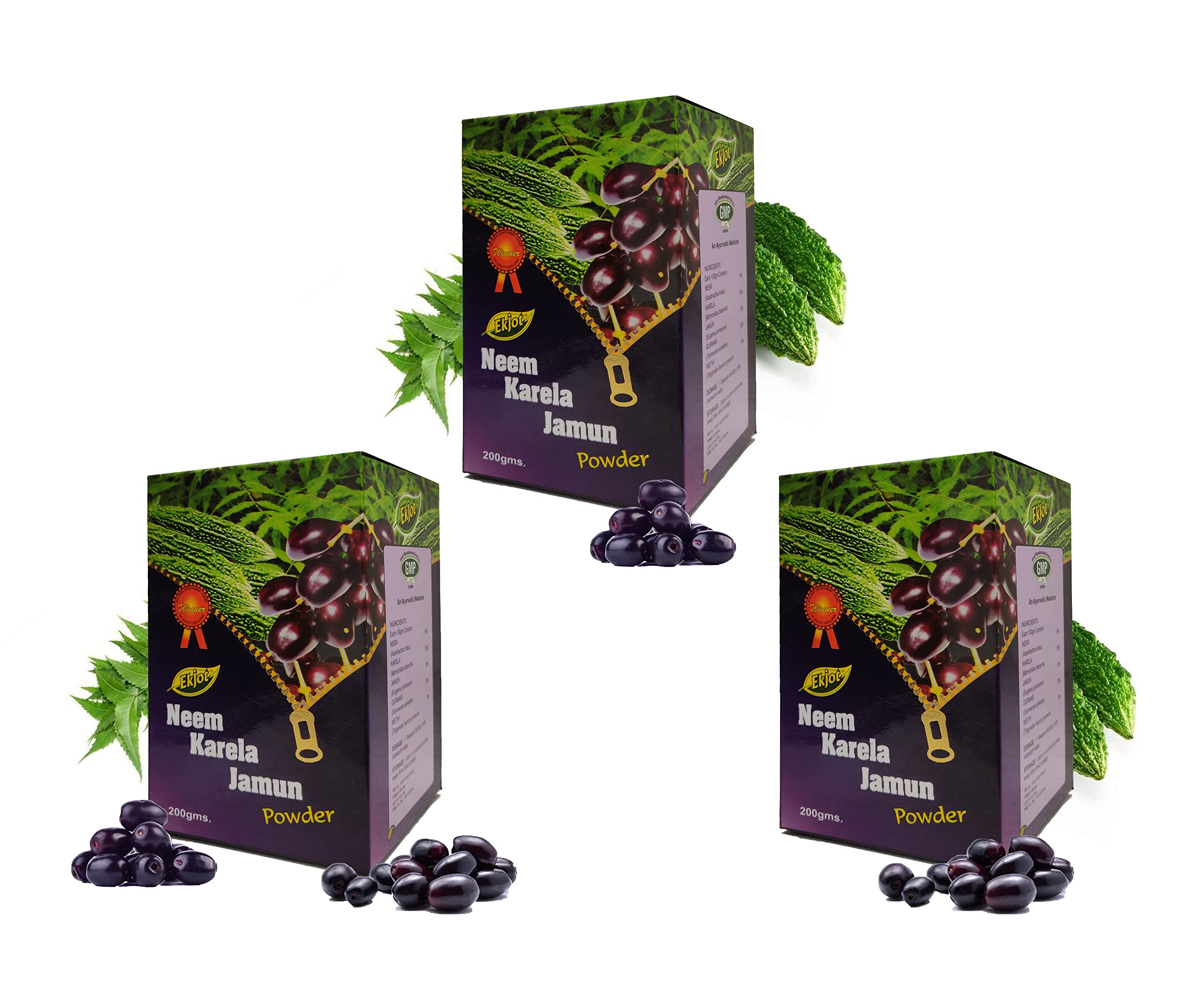 Ekjot Herbals Neem Karela Jamun Powder- For Maintaining Blood Sugar Levels | Lowers Bad Cholesterol Levels | 100% Natural - No Added Sugar (200gm) (Pack of 3) (B09LT5VLRV) Amazon Price History, Amazon Price Tracker