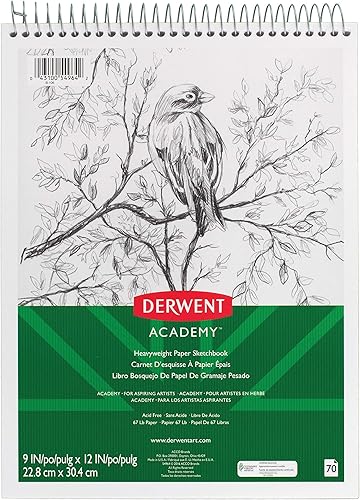 Derwent Academy, papel, Heavyweight, topbound Sketch Book, 70 hojas, 9" x 12" (54964)