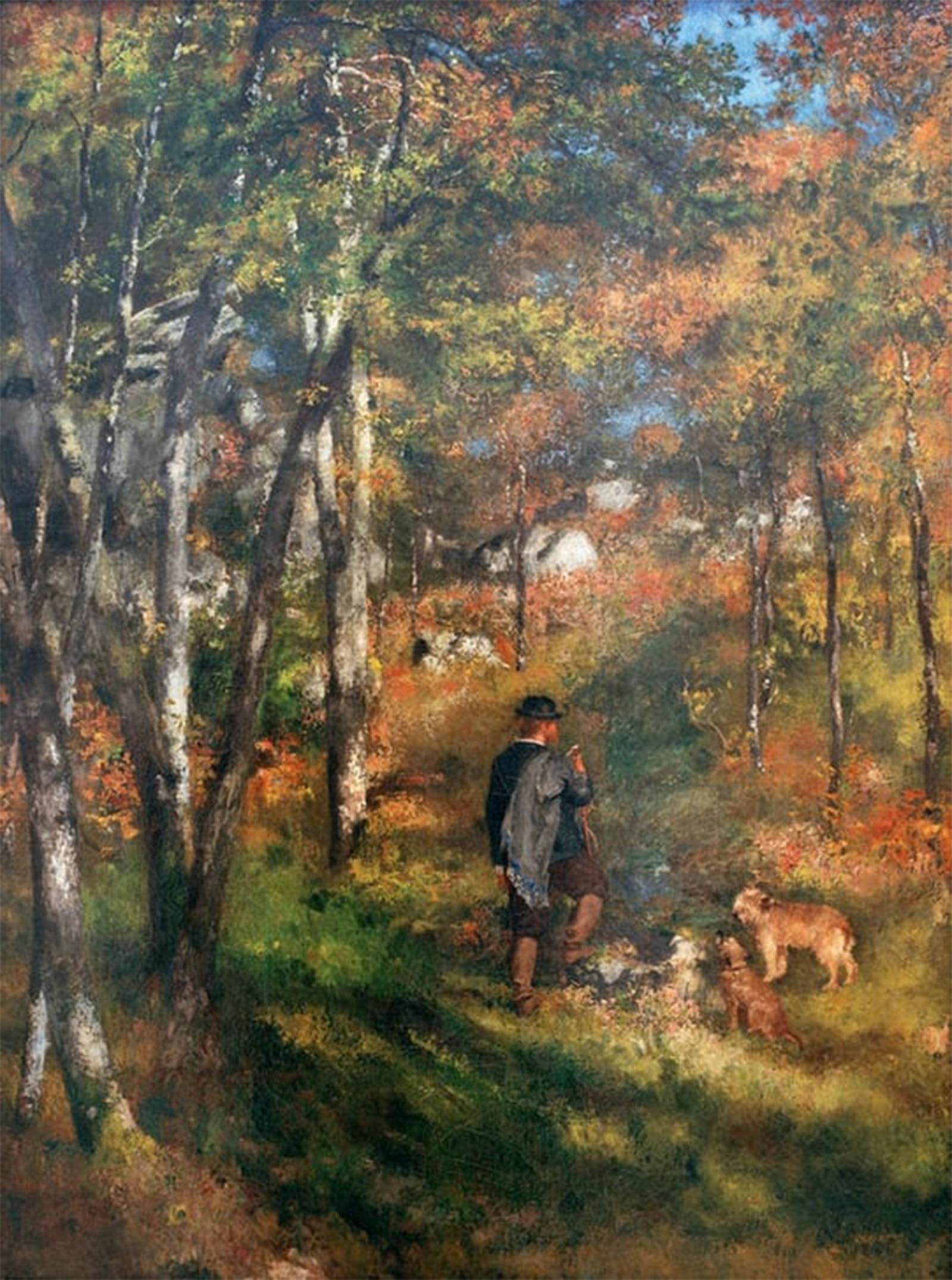 SERENDIPITP Vintage Picture Print on Canvas Wall Art Poster the Painter Jules the Heart and His Dogs in the Forest by Pierre Auguste Renoir Artwork Print Poster for Wall Decor 60x90cm