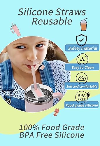 Miniatura 5 de Doboli Popote de silicona de repuesto de 12 pulgadas de largo con funda para pajilla, compatible con vaso Stanley de 40 onzas y 30 onzas, paquete de