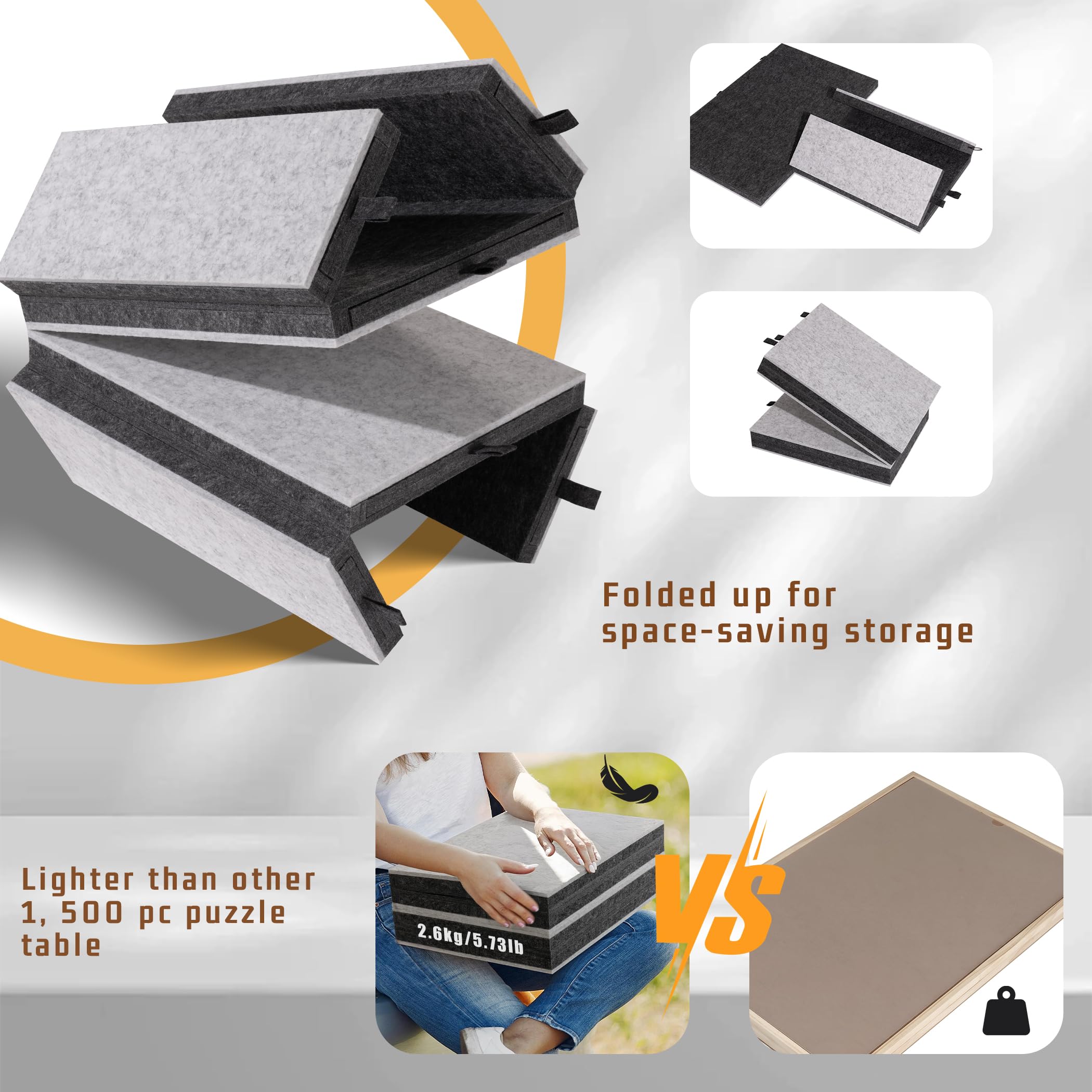 Tektalk Tablero de rompecabezas plegable con 6 cajones de colores, mesa de rompecabezas portátil para adultos, mesa de rompecabezas de fieltro súper ligera con cubierta, almacenamiento para 1500,