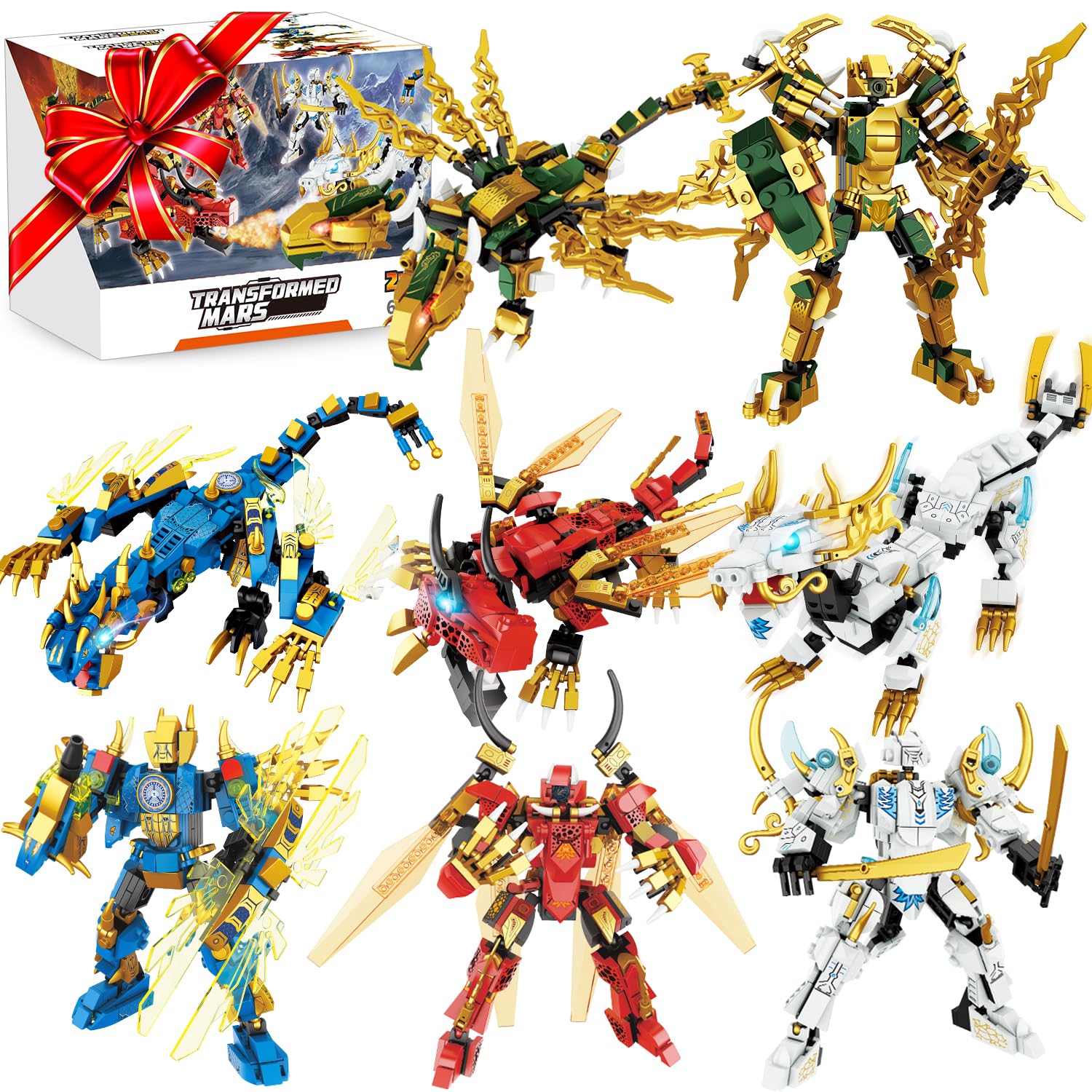 Amazon.com: WishaLife 2 in 1 Transforming Ninja Mech Dragon