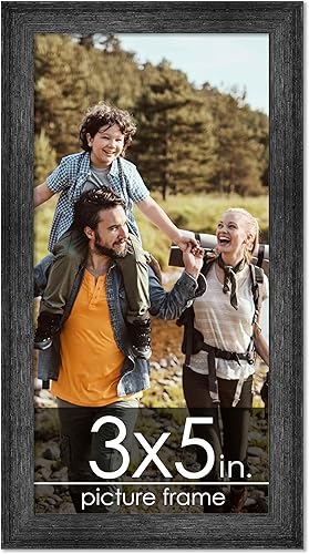 Poster Palooza Marco de madera maciza rústica de 3 x 5 pulgadas, ancho de moldeo de 1.5 pulgadas, con plexiglás acrílico UV, respaldo de tablero de