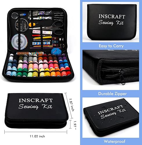Miniatura 4 de Kit de costura, 182 suministros de costura premium, 38 carretes de hilo XL, adecuado para viajeros, adultos, niños, principiantes, emergencias,