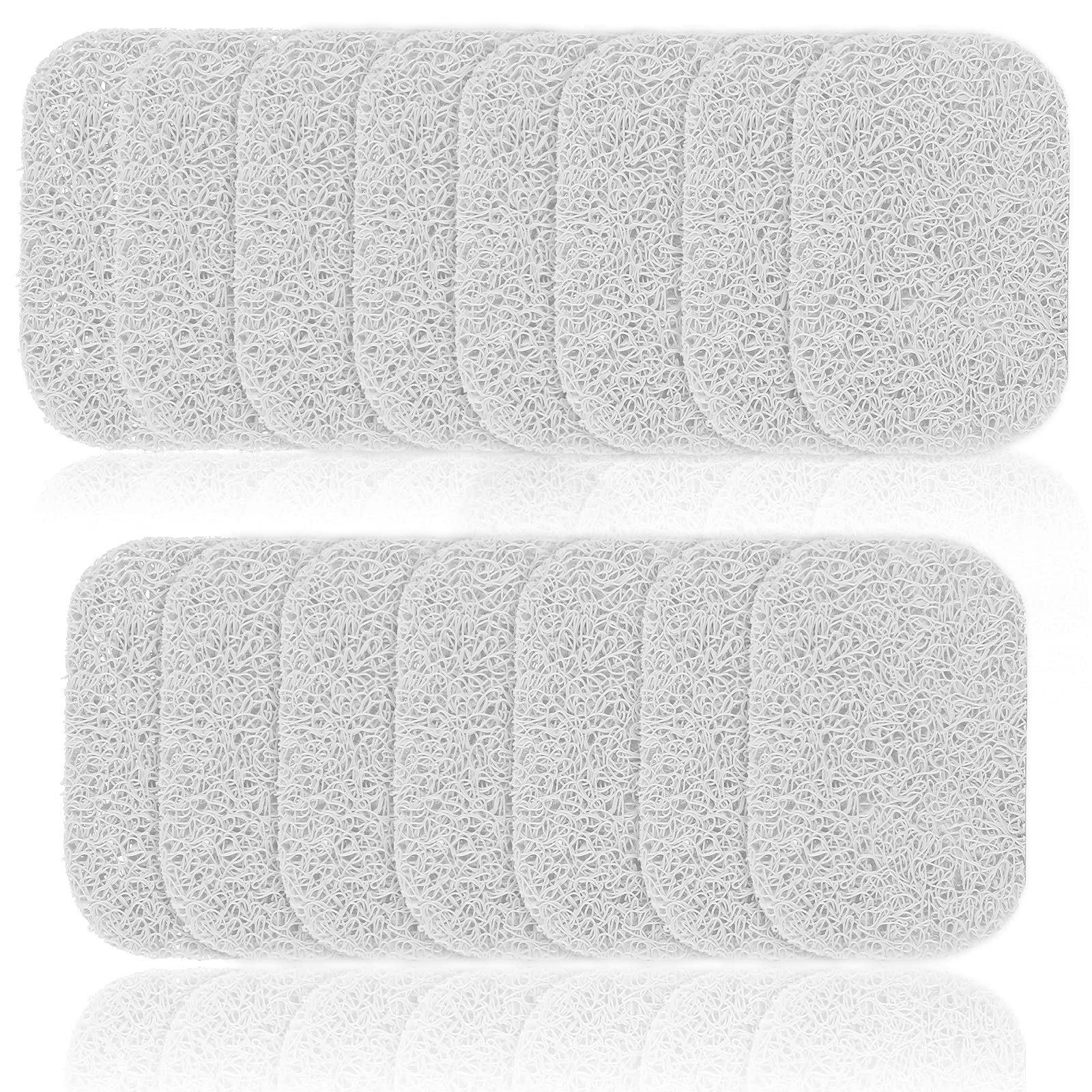 YANZHAN 15 Piece Soap Savers Pads - White BPA Free Holder for Bar Soap, Non-Slip Self Draining Dish, Lift for Shower, Kitchen, Bathroom - Tray Bulk