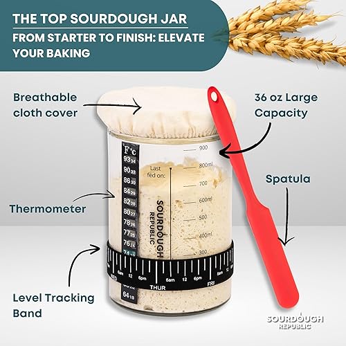Miniatura 2 de Kit de tarro de inicio de masa madre, 36 onzas, suministros para hornear pan de masa madre, tarro de inicio de masa madre, kit para hacer pan, tarro