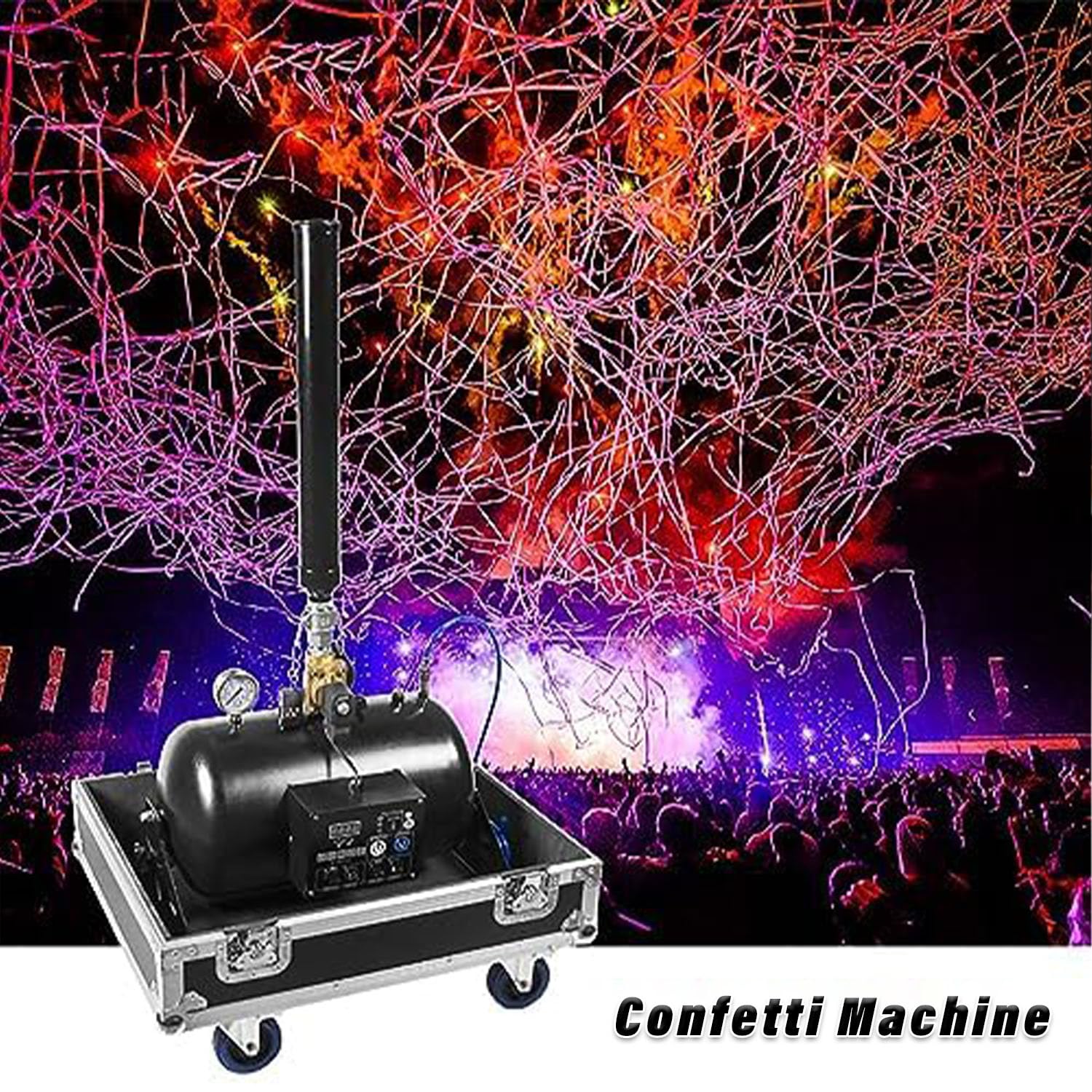 Machine à confettis électrique - Canon à confettis de 180 W avec une hauteur de jet de 8 à 12 m, contrôle DMX512/manuel, idéale pour les mariages, les événements, les discothèques, les boîte