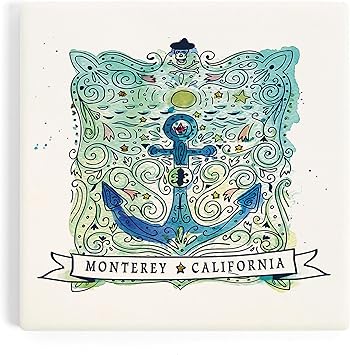Lantern Press Monterey, California, Watercolor Anchor, A Smooth Sea Coaster