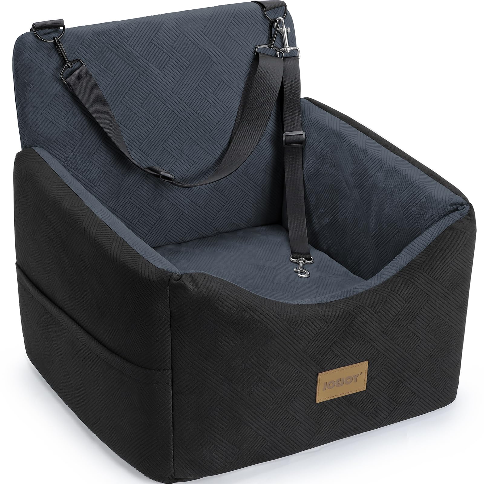 JOEJOY Dog Car Seats for Small Medium Dogs Under 35lbs, Dog Booster Seat with Detachable Washable Cover and Cushion, Memory Foam Pet Car Seat with Safety Belt and Storage Pockets (DG)