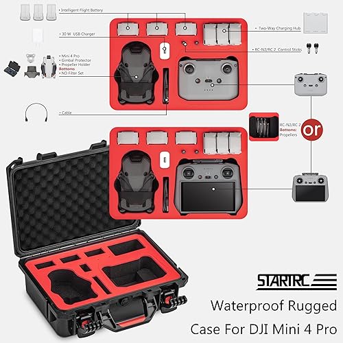 Miniatura 2 de STARTRC Mini 4 Pro Funda de Transporte Dura Impermeable para DJI Mini 3 Pro/3 Accesorios, Estuche de Viaje para Fly More Combo (Controlador Negro