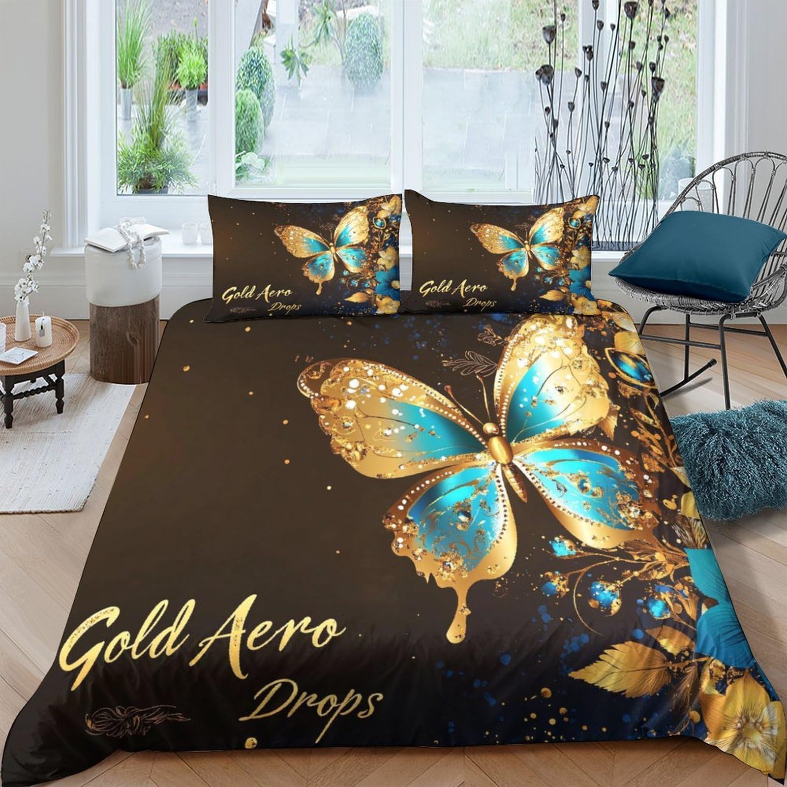 3D Printed Butterfly Duvet Cover, Microfiber Comforter Cover Hidden Zipper