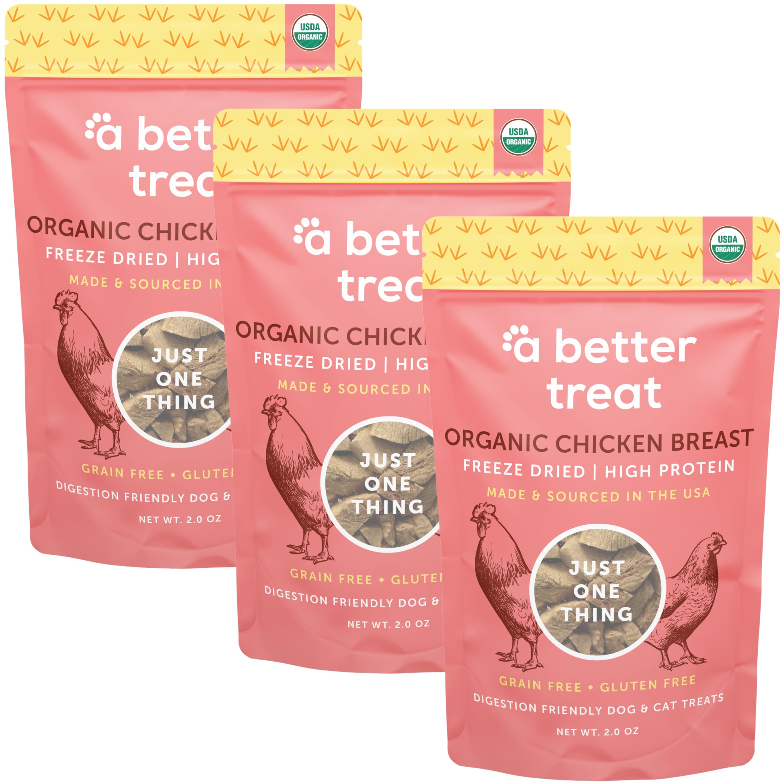 A Better Treat – Organic Freeze Dried Chicken Breast Dog Treats, Organic, Single Ingredient | Natural Healthy High Value | Gluten Free, Grain Free,