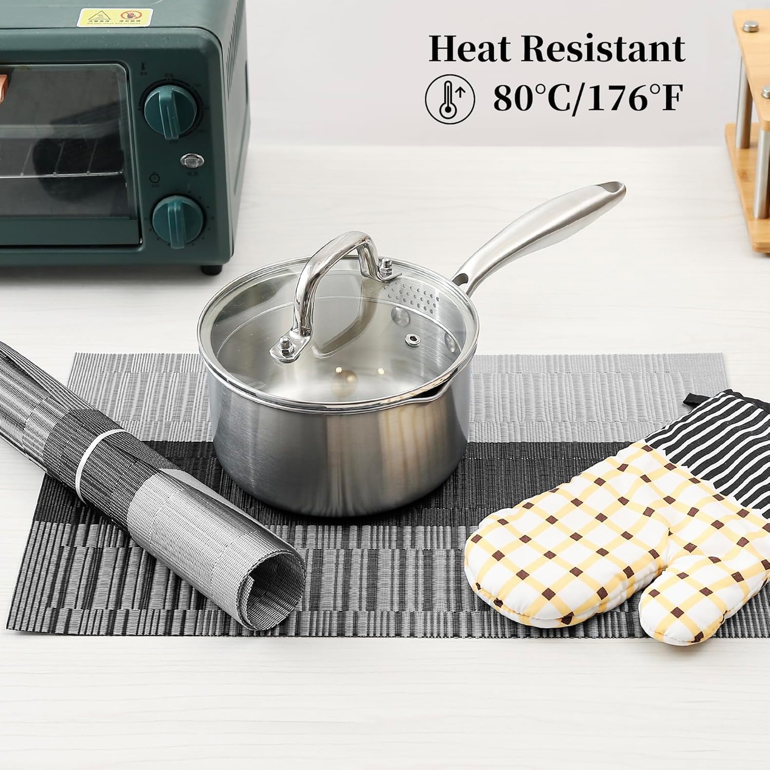 GKN Washable PVC Heat Resistant Colorful Table Place Mats for Kitchen Dining Table Mates Washable Heat-Resistant for Dining Table (Gray, Pack of 6) — Amazon image 2
