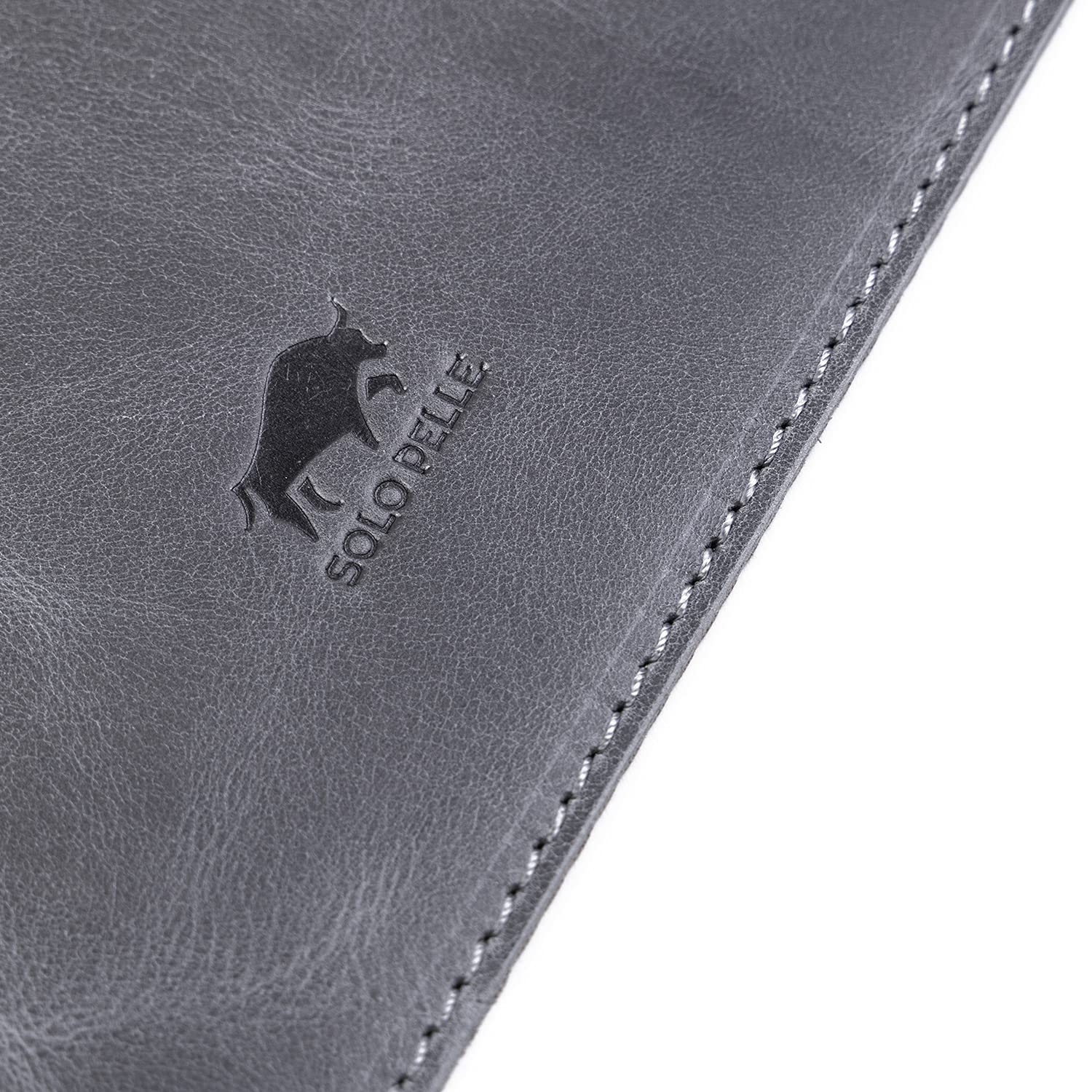 Solo Pelle Hochwertige Schreibtischunterlage Leder für Bürotisch - handgefertigte Schreibunterlage aus Leder - Edel Schreibtisch Unterlage (Steingrau, 48cm x 90cm)