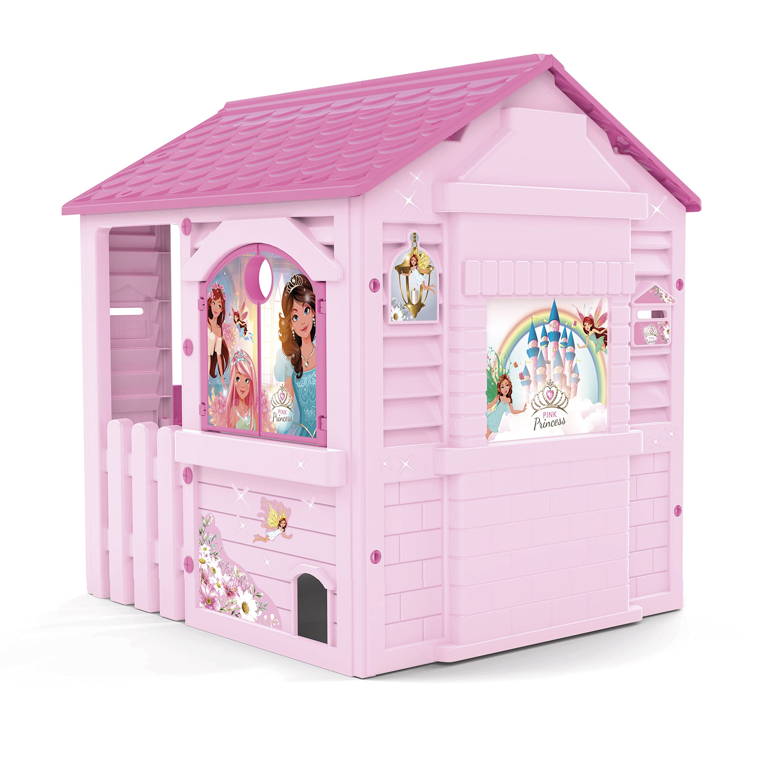 Chicos - Casita Infantil Exterior Pink Princess | Casa Infantil Apta para Interior y Exterior | Incluye Adhesivos para decorarla, Fabricada en plástico Resistente y Duradero | Rosa (89613)
