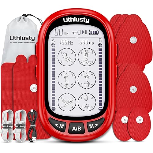 TENS Unit Muscle Stimulator for Pain Relief Therapy–Dual Channel 24 Modes TENS Machine&EMS Muscle Stimulator,Upgraded Large Screen Portable Muscle Stimulator for Back,Shoulder,& Neck Pain with 10 Pads