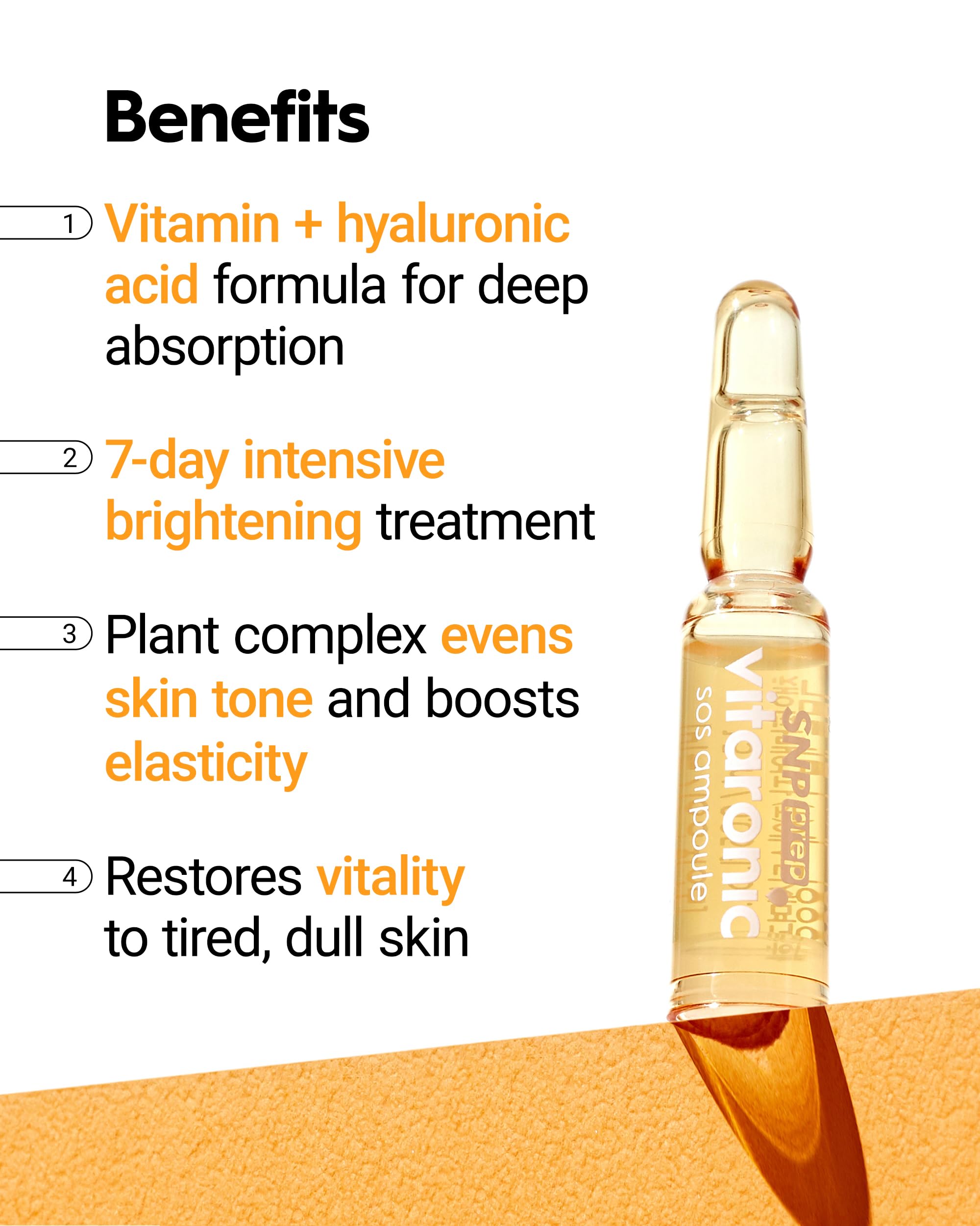 SNP Prep Vitaronic SOS Ampoule, Korean 7-Day Vitamin C Serum with Panthenol - Image 3