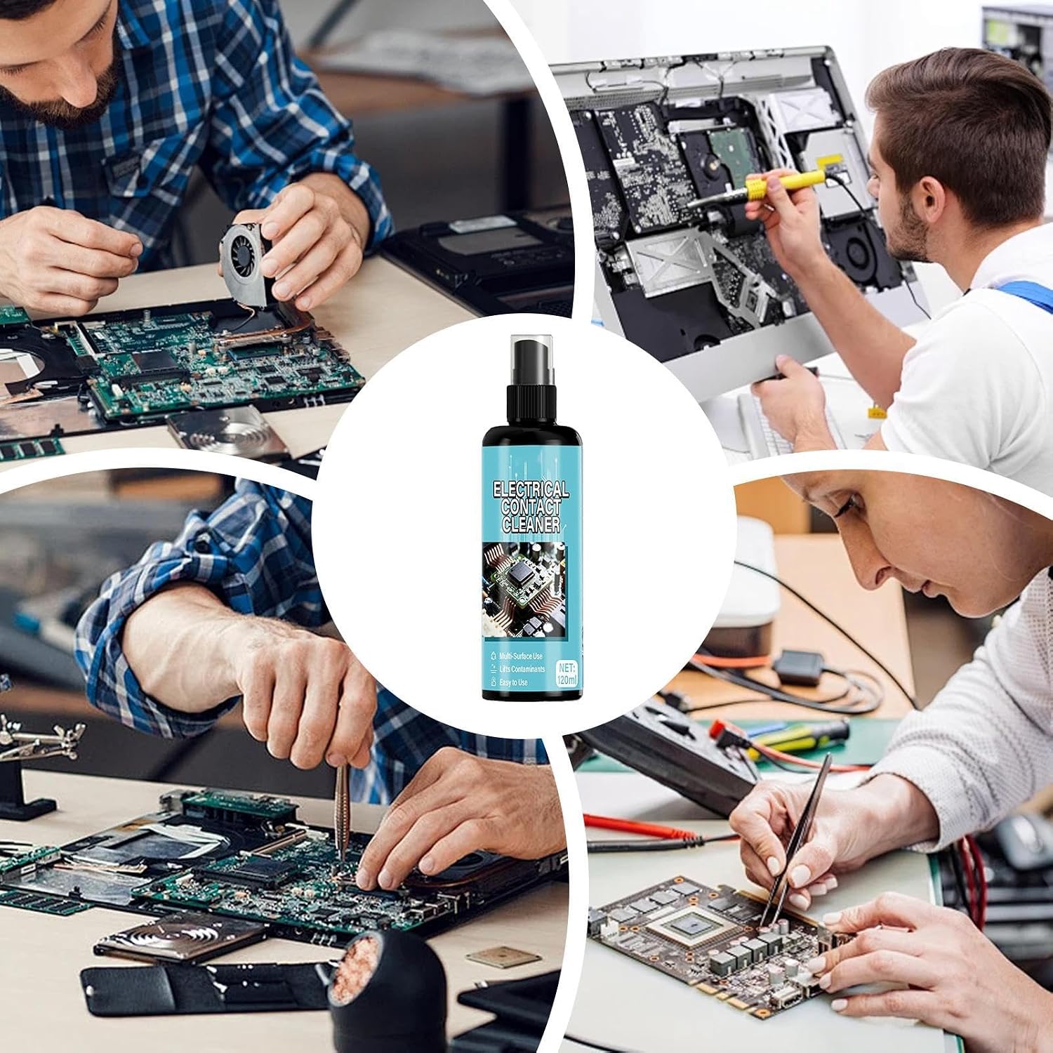 Electronic Contact Cleaner,120ml Precision Instruments Maintenance Liquid with Towel,Circuit Board Cleaning Solution - for PCB Motherboard Connectors