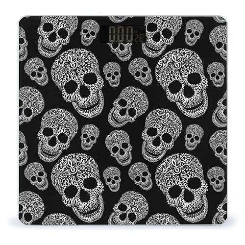 Miniatura 1 de Patrón ornamental Cráneo Pantalla LCD Digital Smart Body Weight Scales Slim Design para dormitorio