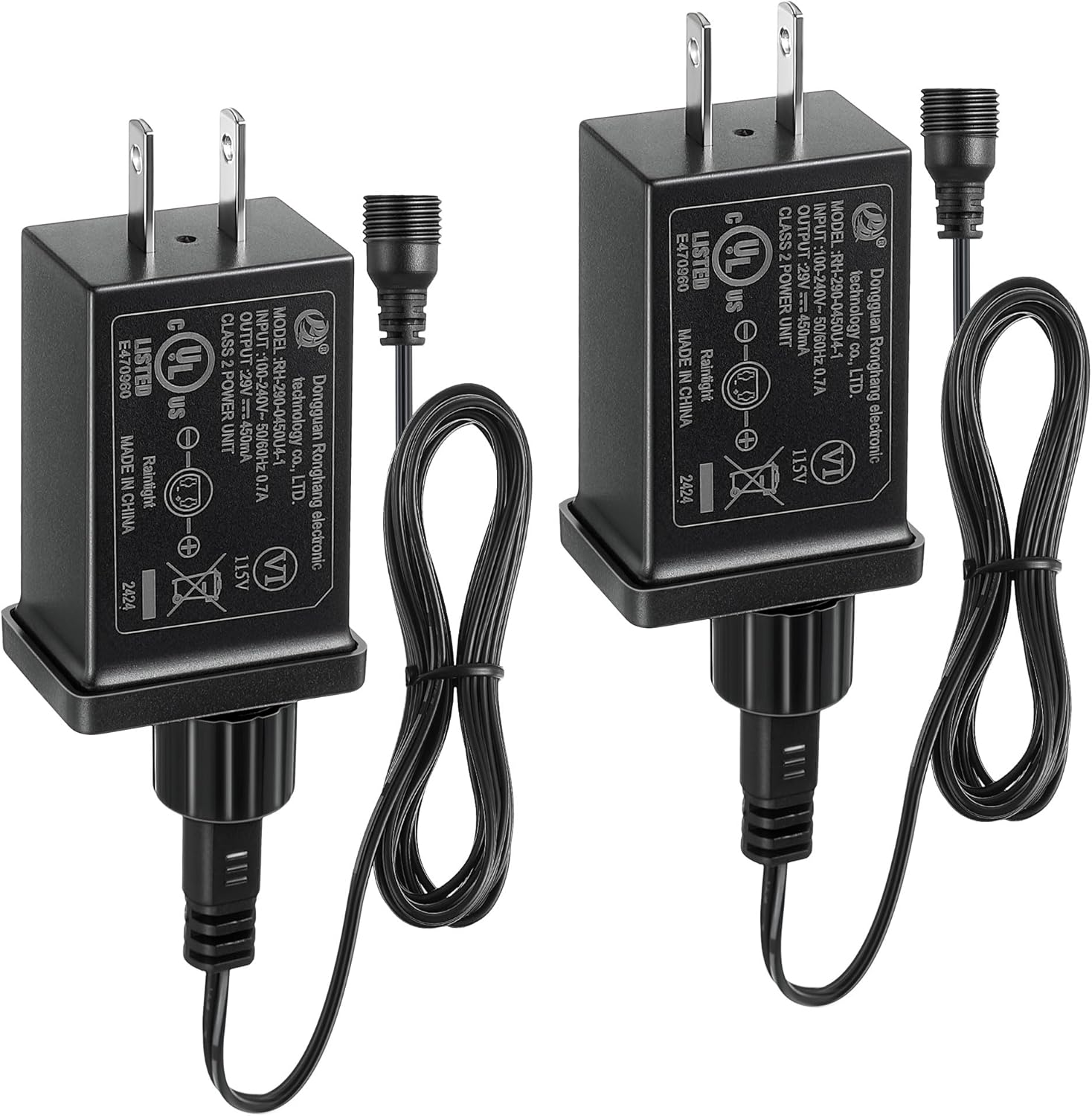 2 Pack 29V 13W Power Supply with 9.8Ft Extension Cables, Class 2 LED Power Supply, Waterproof IP44 Seasonal Use LED Driver, Low Voltage for Christmas Tree Lighting, Holiday String Light Outdoor