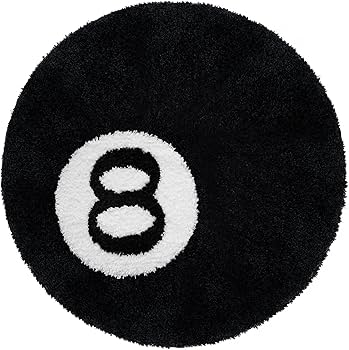 8 Ball Rug, 24 inch Large Black Round Rug for Home Decor, Stussy