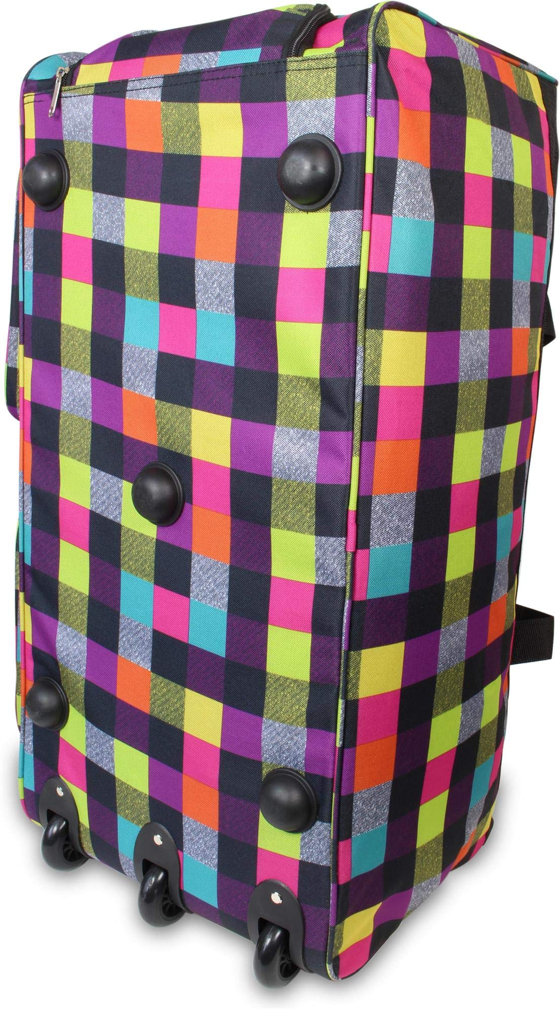 normani Leichte robuste Sport und Reisetasche 80-120 Liter - Trolley wasserabweisend reißfest leicht zu reinigen - 2 Rollen verstärkter Boden Schwarz/Lila/Gelb / 80 Liter XXL