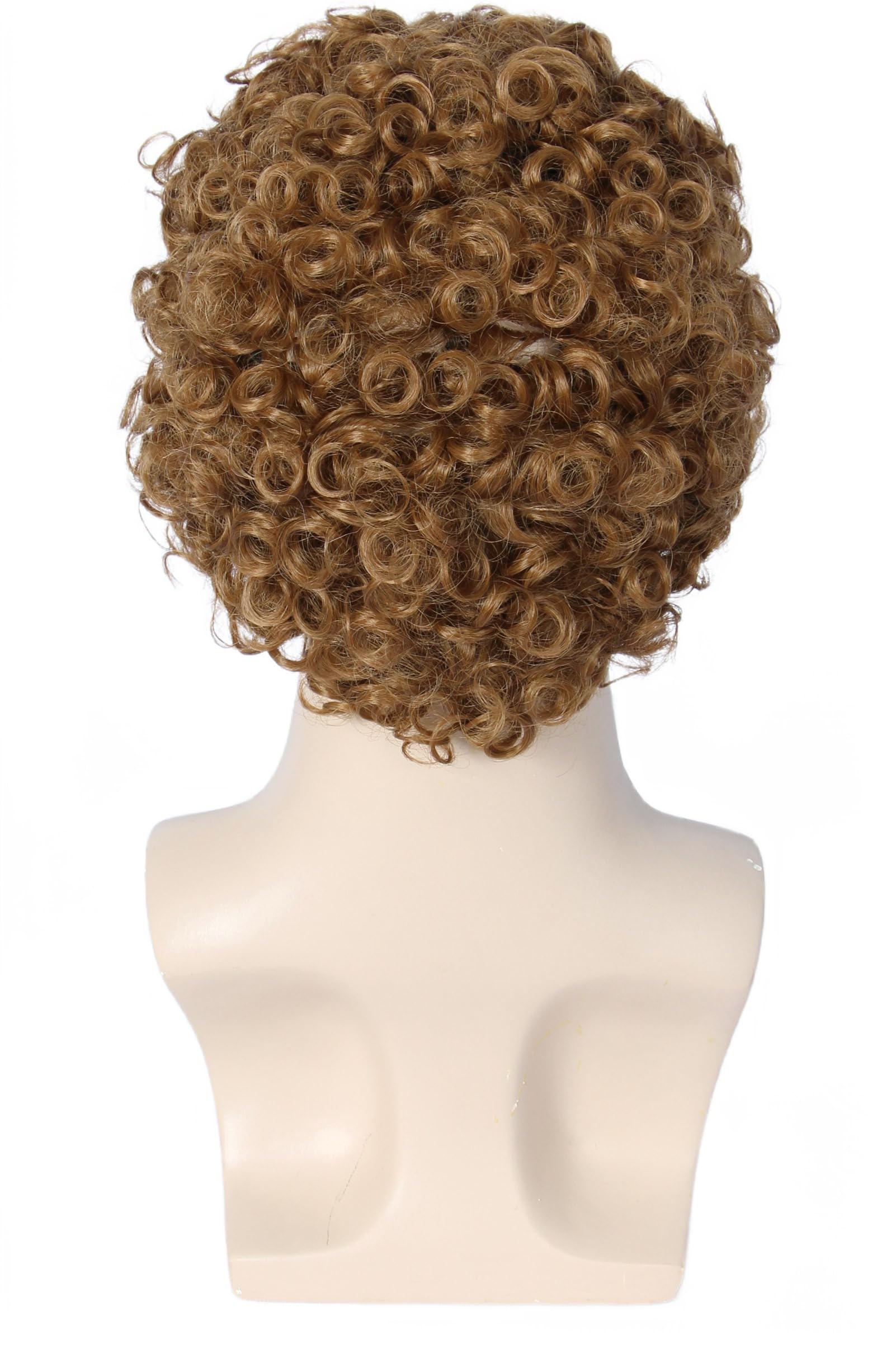 Linfairy Short 80's Costumes Men's Disco Dirt Bag Wig & Hat Halloween Cosplay Costume Curly Wig for Man, Brown - Image 4