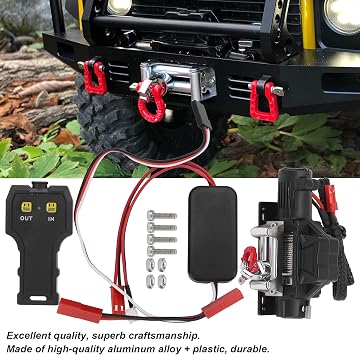 flexman RC Winch Set, Metal Automatic Winch with Handheld Remote Controler, Single Motor Universal Winch for RC Car