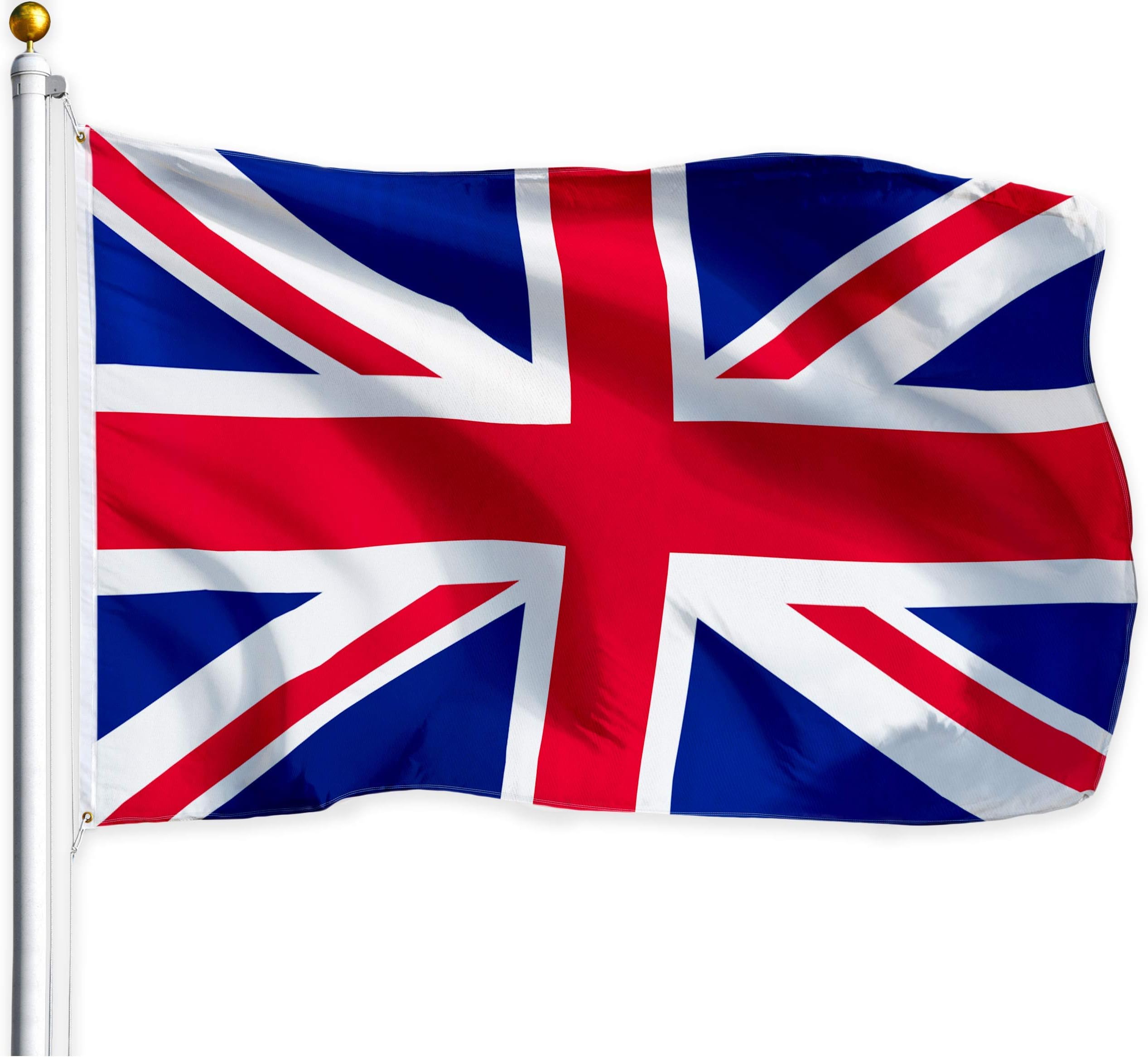 G128 United Kingdom Flag (British, Union Jack) | 3x5 feet | Printed – Vibrant Colors, Brass Grommets, Quality Polyester