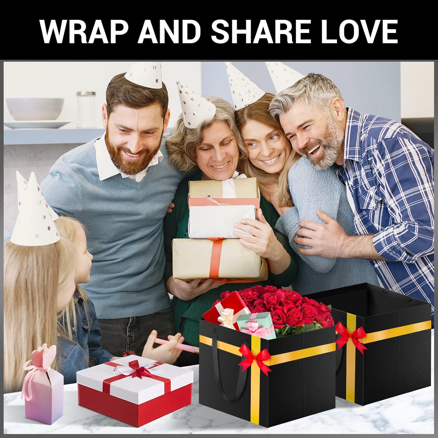 EUSOAR Black Bags with Handles, 10x10x10 inches Pack of 20 Paper Gift Bag with Handles, Business Packaging Bags, Handmade DIY Wedding Bags, Party Favor Bag, Ornaments Pouches - Image 6