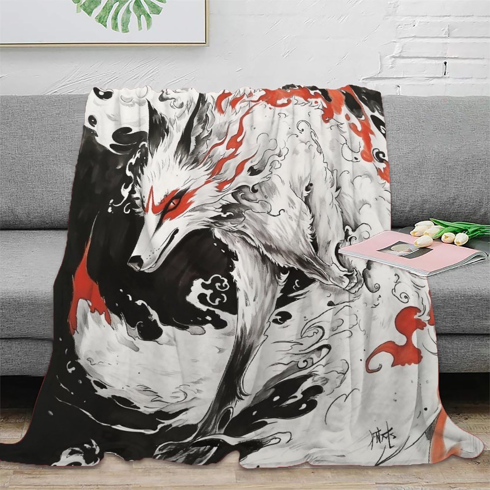 Nraopevvd Style-3 3D Printed Wolf Blanket Soft And Warm Super Soft Cozy Fuzzy Warm Throws With Anti-Wrinkle/Anti-Tarnishing Lightweight For Home Couch Bed Sofa Cozy Warm 50X60inch(127X152cm)