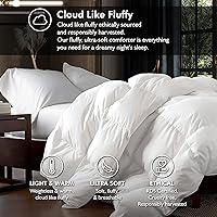 Vista 2 de Lujo Edredón nórdico de fibra de plumón de ganso y pluma de ave acuática de tamaño California King extragrande 108" x 98", 100% funda de algodón