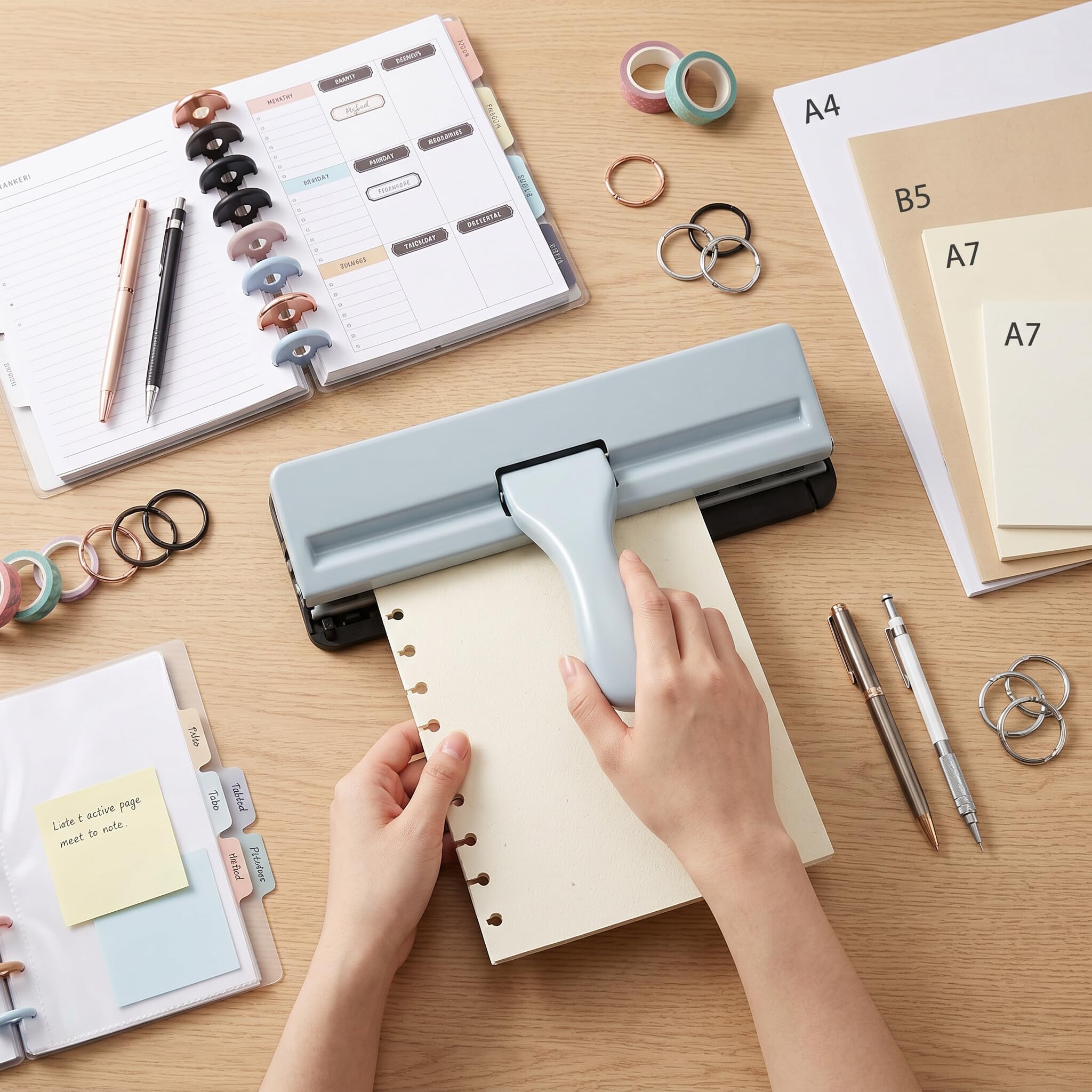 Zerodis Handicrafts Pilz-Papierstanzer mit Ergonomischem Griff, 12 Löcher, Präzise Positionierung, Mühelose Handpresse, Passend für A4, A5, B5, A7-Papier Zum Basteln, Scrapbooking, Locher